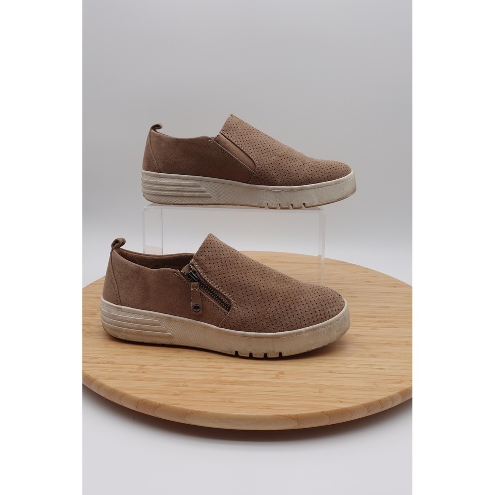 CUSHIONAIRE Womens 8 Brown Zip Slip On Platform Comfort Sneakers NESSA-8M